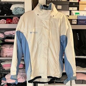 Columbia Sport White & Blue 2 In 1 Ski Jacket/Fleece Jacket